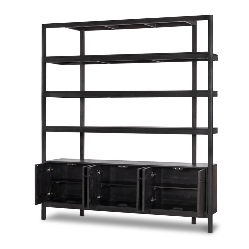 Four Hands Reza Wide Bookcase angled open door view