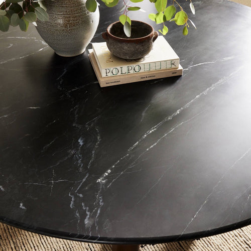 Rohan Dining Table Black Marble Staged Tabletop View 237946-001