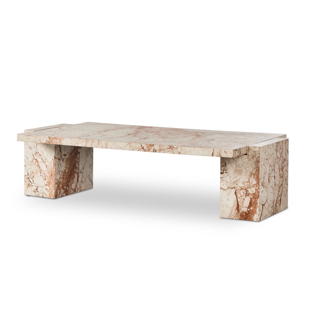 Romano Coffee Table Desert Taupe Marble Angled View 237772-001