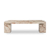 Four Hands Romano Coffee Table Desert Taupe Marble Front Facing View