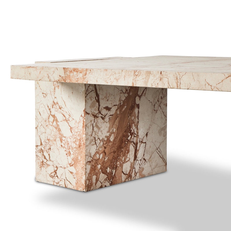 Romano Coffee Table Desert Taupe Marble Thick Legs Four Hands