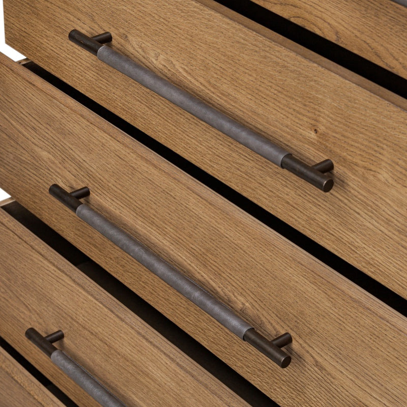 Four Hands Rosedale 6 Drawer Tall Dresser drawer handles view 