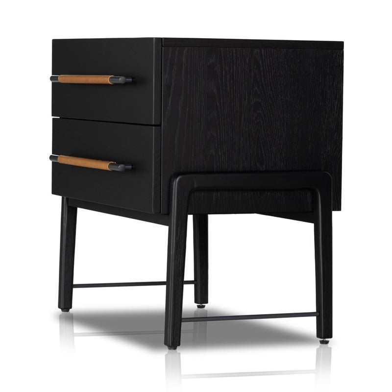 Four Hands Rosedale Nightstand Ebony Oak Angled View
