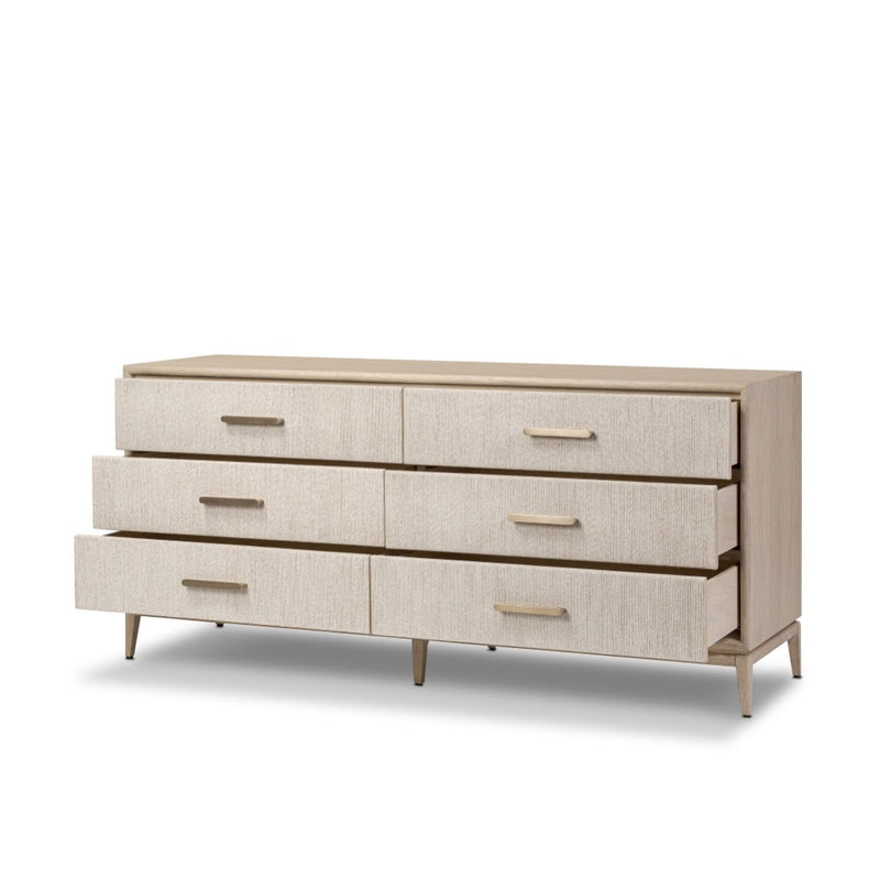 Rosenell 6 Drawer Dresser 249311-002 angled open drawer view