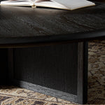 Rosenell Round Coffee Table Black Oak Veneer Staged Base