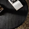 Rosenell Round Coffee Table Black Oak Veneer Staged Tabletop