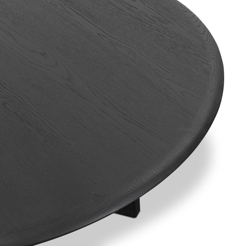 Rosenell Round Coffee Table Black Oak Veneer Tabletop View
