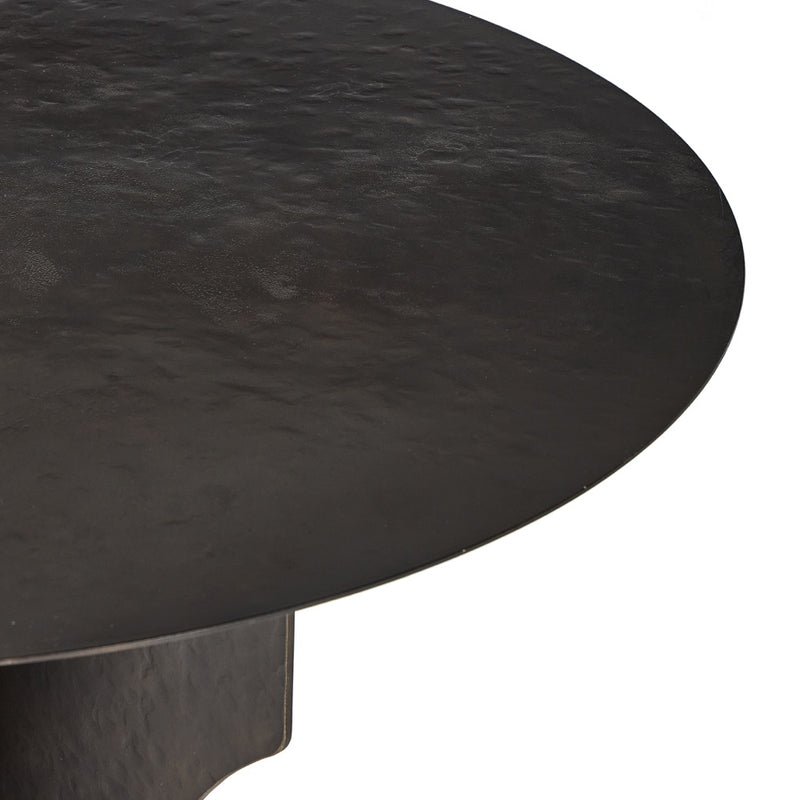 Four Hands Round Side Table In Solid Iron Rounded Edge
