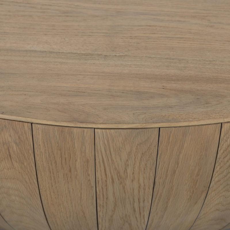 Four Hands Ryan Oak Coffee Table Natural Oak Solid Rounded Edge Detail