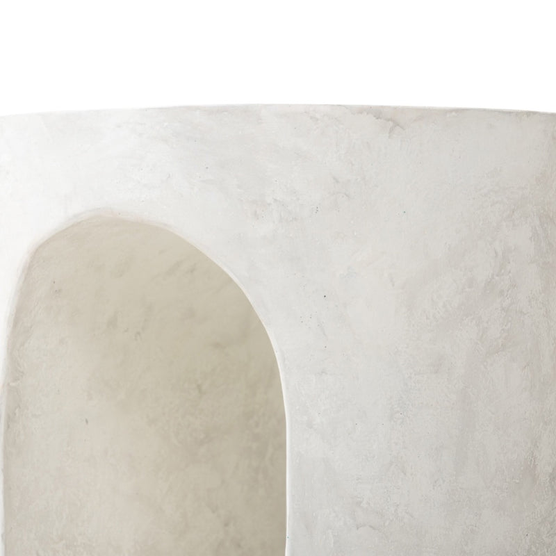 Samson End Table Textured Lunar Concrete Cutout Detail Four Hands