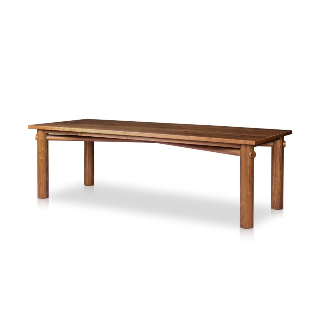 Shevone Dining Table Natural Walnut Veneer Angled View Four Hands