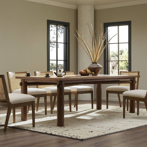 Shevone Dining Table Natural Walnut Veneer Staged View in Dining Room 237686-001