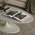 Simone Oval Coffee Table Textured Matte White Staged View Four Hands