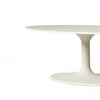 Simone Oval Coffee Table Textured Matte White Pedestal Base 227822-004