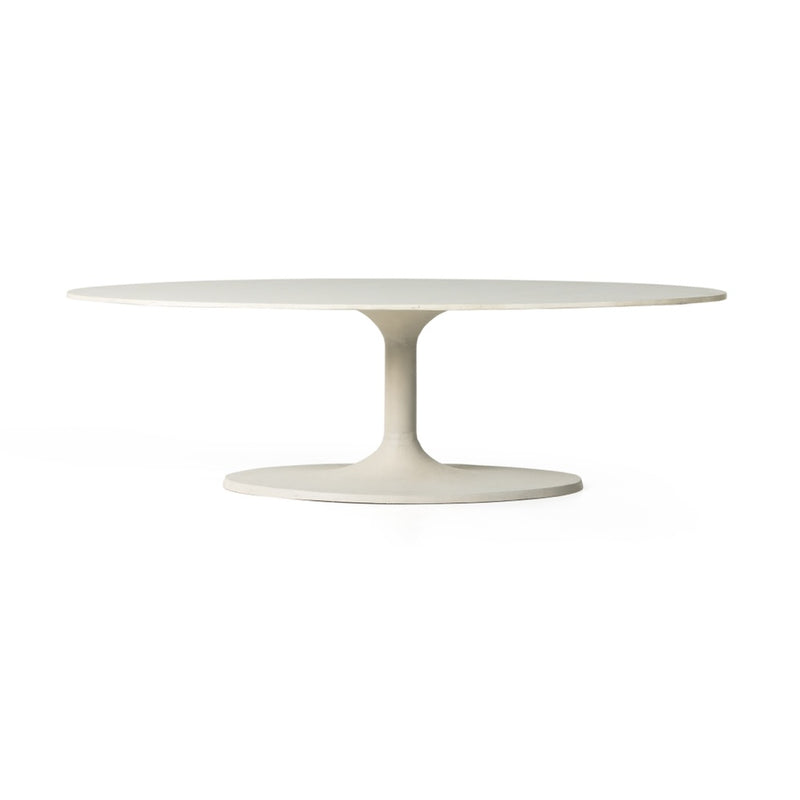 Simone Oval Coffee Table Textured Matte White Side View 227822-004
