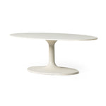 Simone Oval Coffee Table Textured Matte White Angled View 227822-004