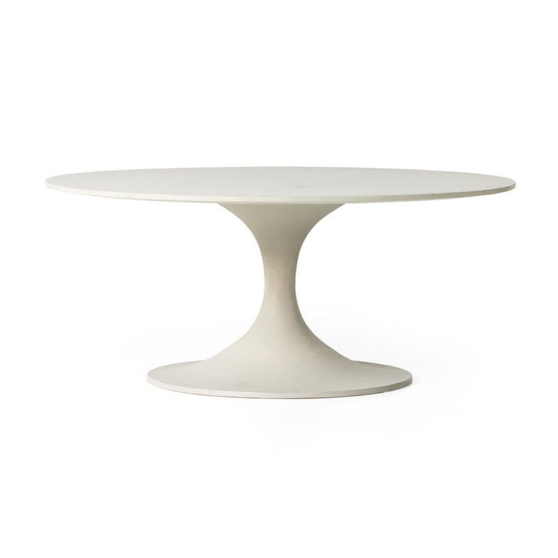 Simone Round Coffee Table Matte White Angled View 228085-005