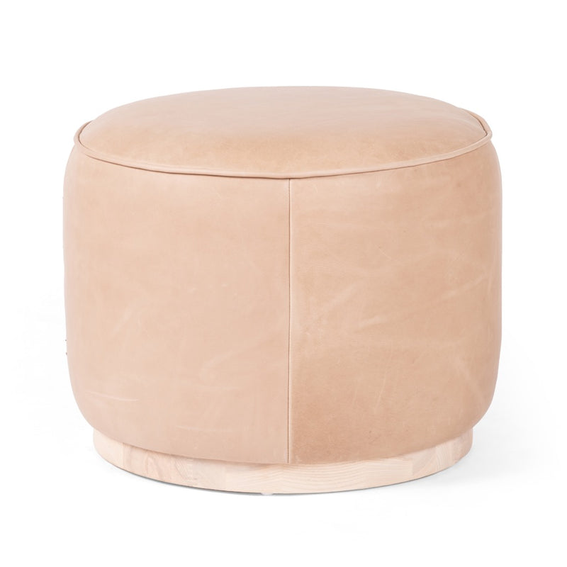 Sinclair Round Ottoman Burlap Angled View 106074-008
