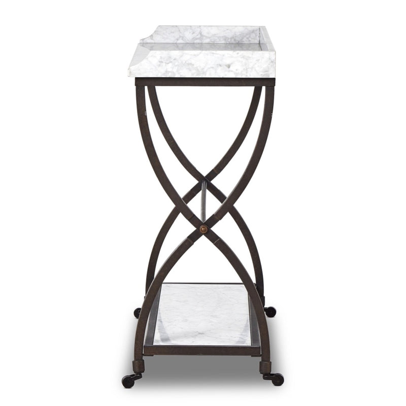 Six Beers Table Honed White Marble Side View 244447-001