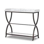 Six Beers Table Honed White Marble Angled View Four Hands