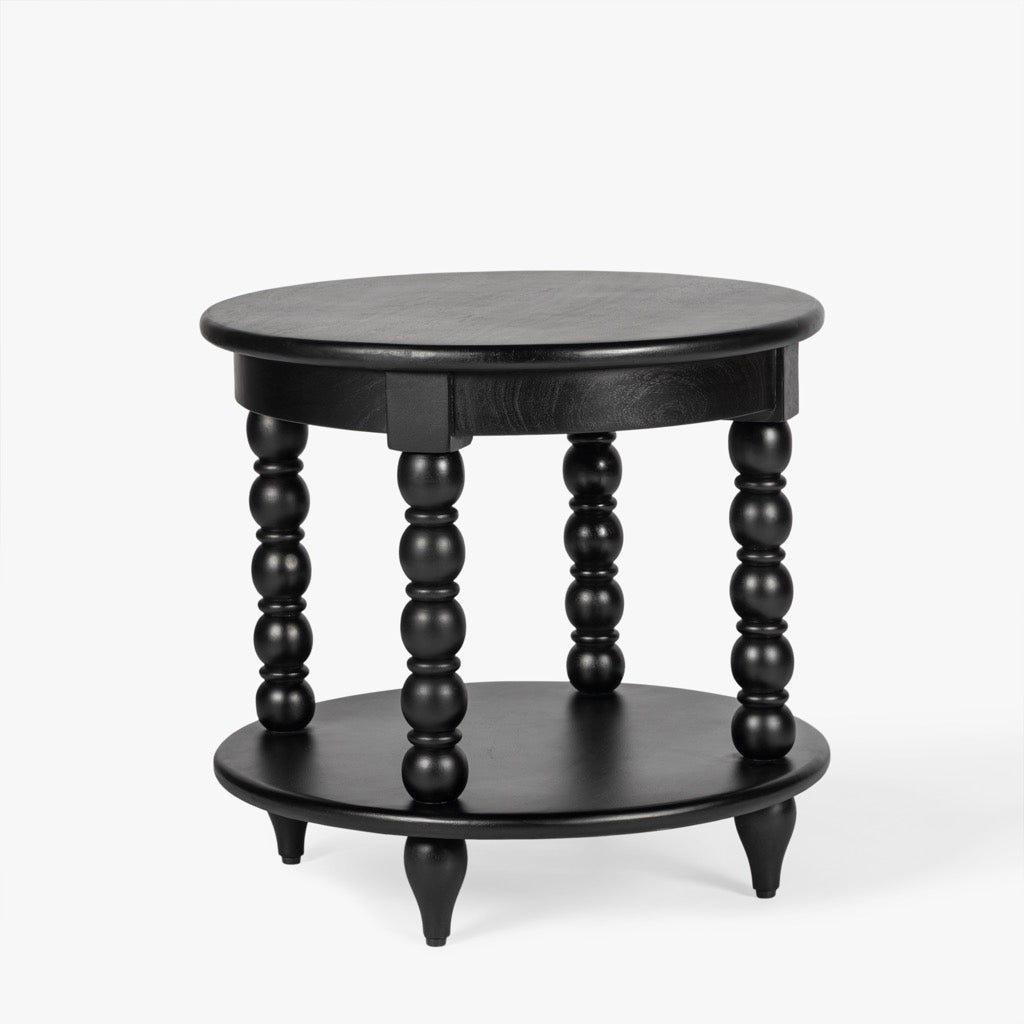 Co.House Designs Spindle Round End Table angled view 