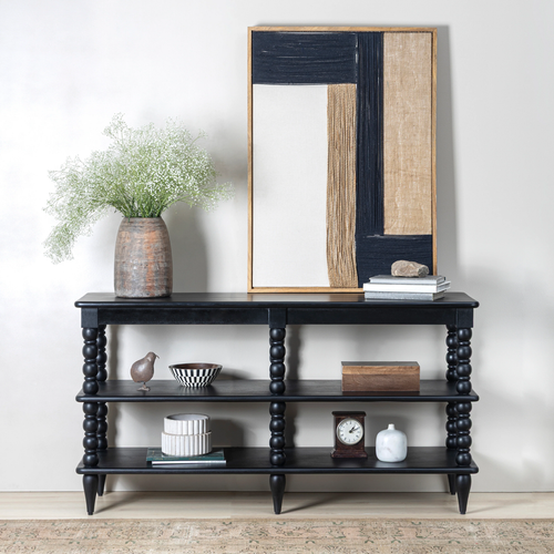 Spindle Wide Bookcase - Black