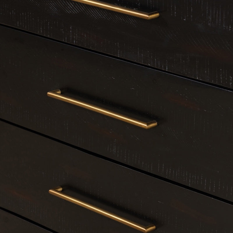 Suki 5 Drawer Tall Boy Dresser - Burnished Black | Four Hands Suki 5 Drawer Tall Boy Dresser - Burnished Black | Four Hands