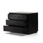 Four Hands Suki Large Nightstand Burnished Black Open Drawers