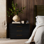 Suki Large Nightstand Burnished Black Staged View Four Hands
