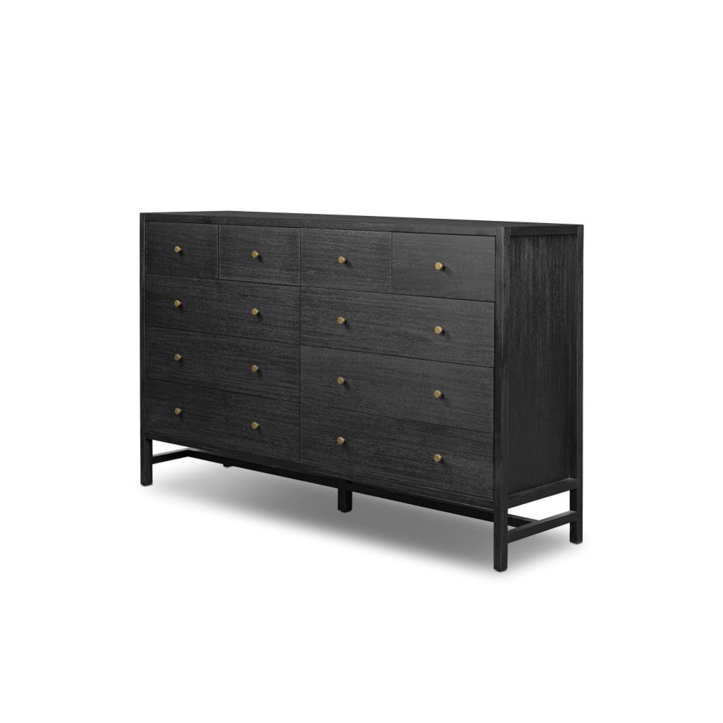 Sullivan 10 Drawer Dresser - Black Acacia Veneer Sullivan 10 Drawer Dresser - Black Acacia Veneer
