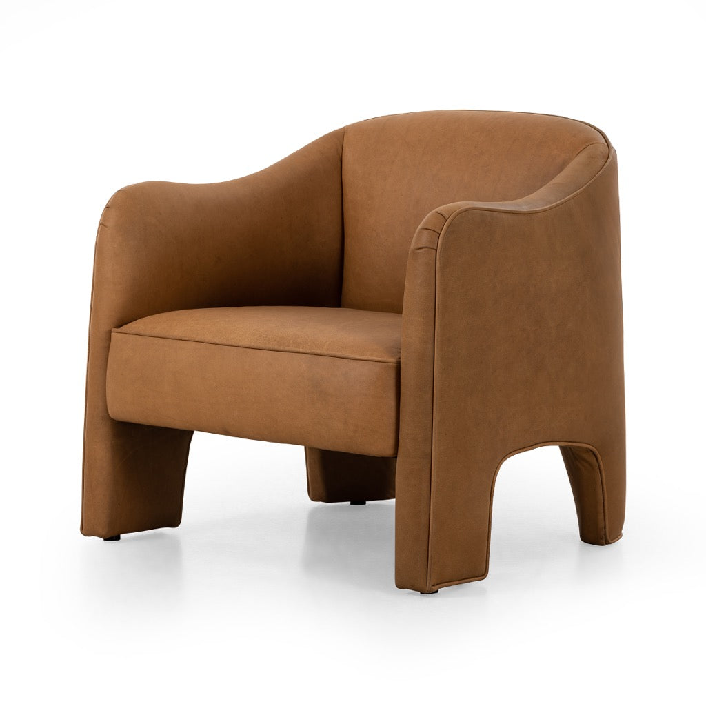 Sustainably Made Sully Chair Eucapel Cognac Angled View 238393-002