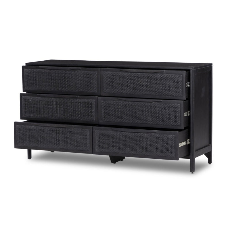 black and cane dresser Chrisney Black Wood and Natural Cane Dresser