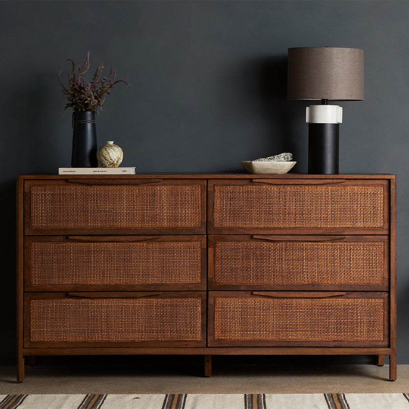 Sydney Cane 6 Drawer Dresser | Four Hands Sydney Cane 6 Drawer Dresser | Four Hands