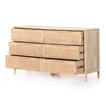 Sydney Cane 6 Drawer Dresser Natural Mango Open Drawers 224923-001
