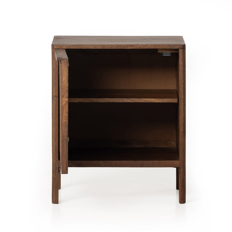 Four Hands Sydney Nightstand Brown Wash Left Open Cabinet