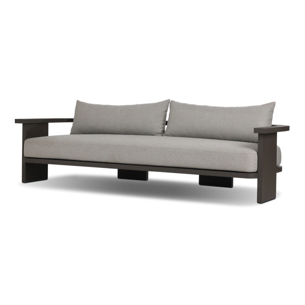 Four Hands Tahana Outdoor Metal Sofa 96" angled view 