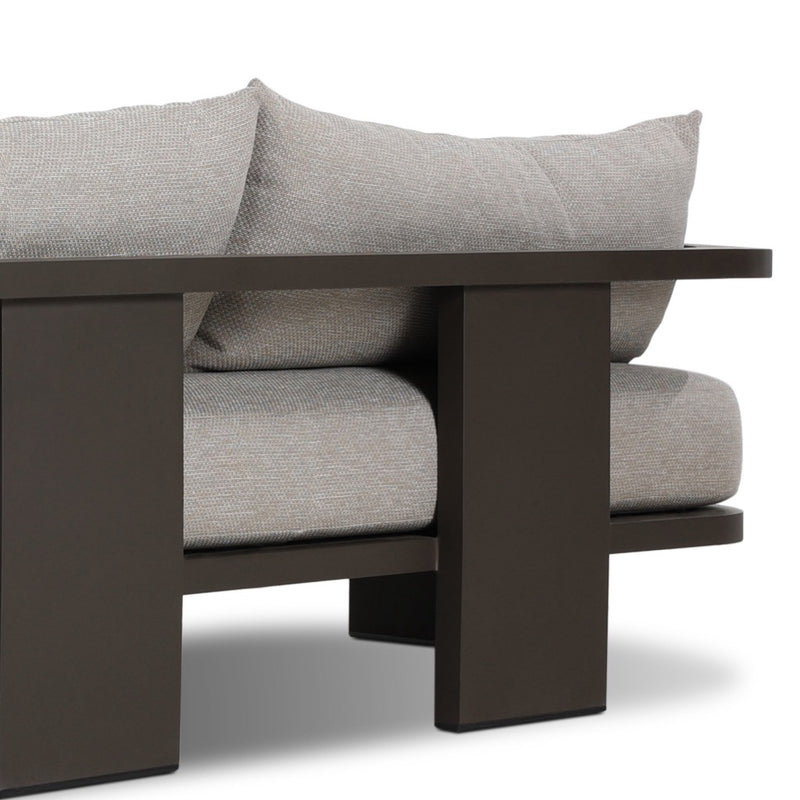 Four Hands Tahana Outdoor Metal Sofa 96" metal back frame 