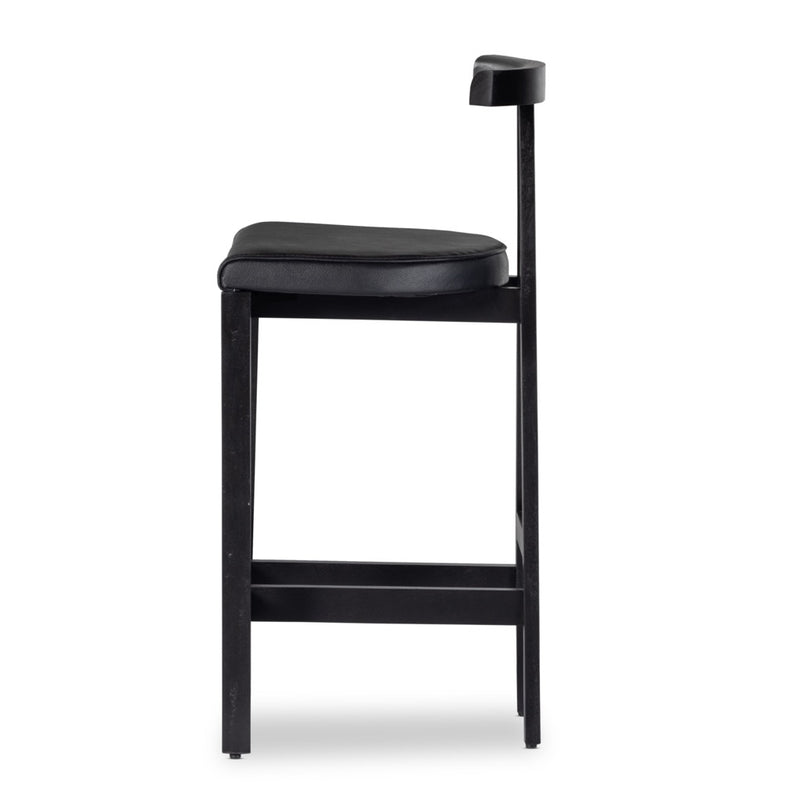 Four Hands Tex Bar Stool Black Leather Side View