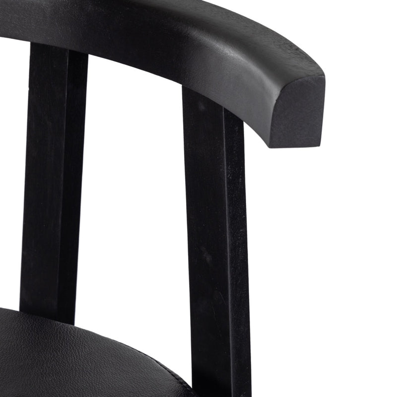 Four Hands Tex Counter Stool Black Leather Morada Wood Backrest