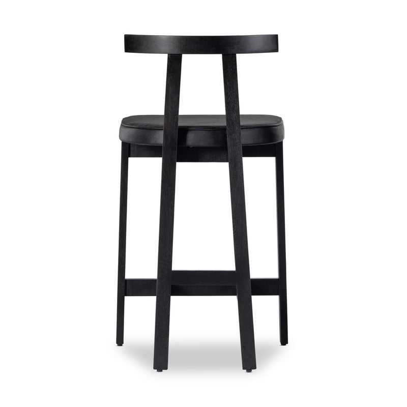 Tex Counter Stool Black Leather Back View Four Hands