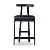 Four Hands Tex Counter Stool Black Leather Front Facing View