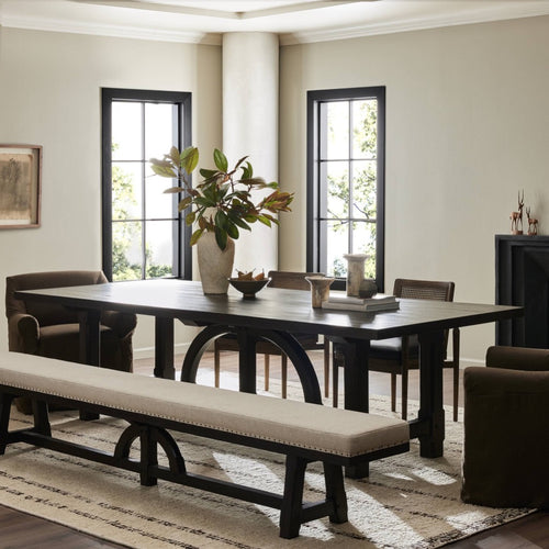 The Arch Bench Antwerp Natural Staged View in Dining Room Four Hands