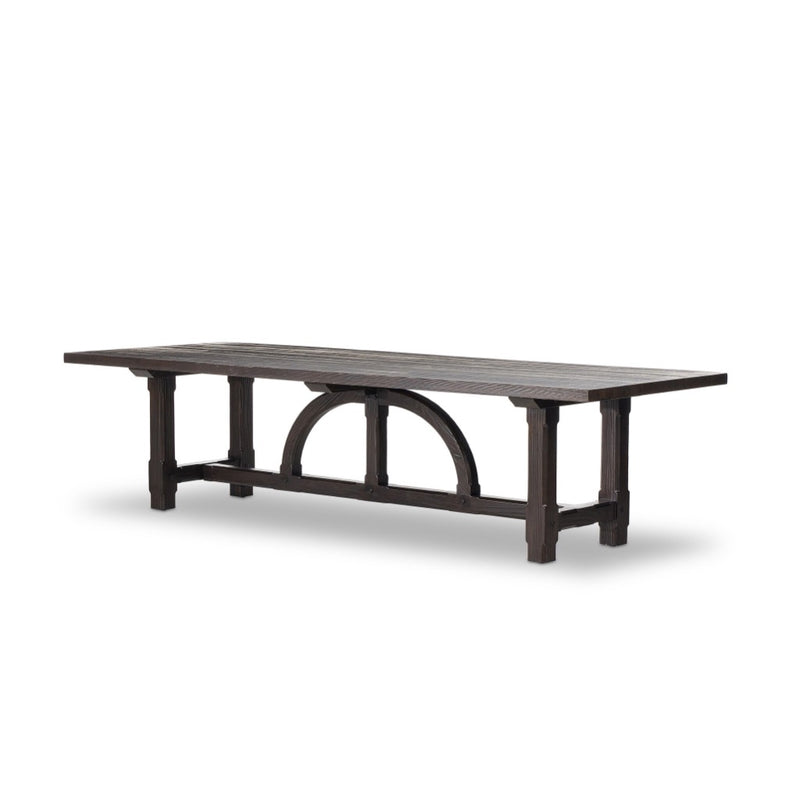 The Arch Dining Table Medium Brown Fir Veneer Angled View Four Hands