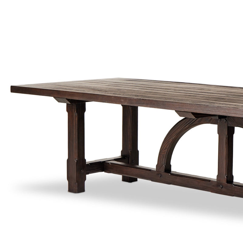 Four Hands The Arch Dining Table Medium Brown Fir Veneer Arched Base Detail