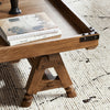 The Don't Try To Explain It Table Distressed Brown Veneer Staged View A Frame Legs Four Hands