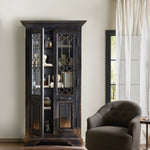 The Johnny Walker Doors Cabinet Distressed Black Staged View in Living Room 238293-001