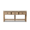 Four Hands The Lazy Monsieur Partouche Table Travertine Front Facing View Open Drawers