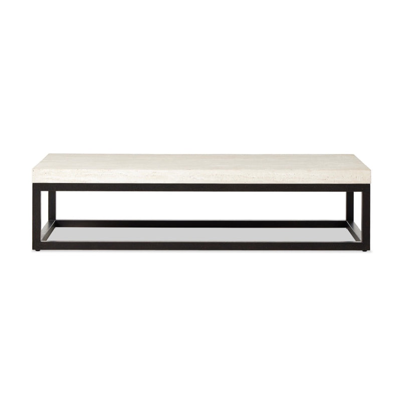 The Rectangular Coffee Table Travertine Front Facing View 238724-001