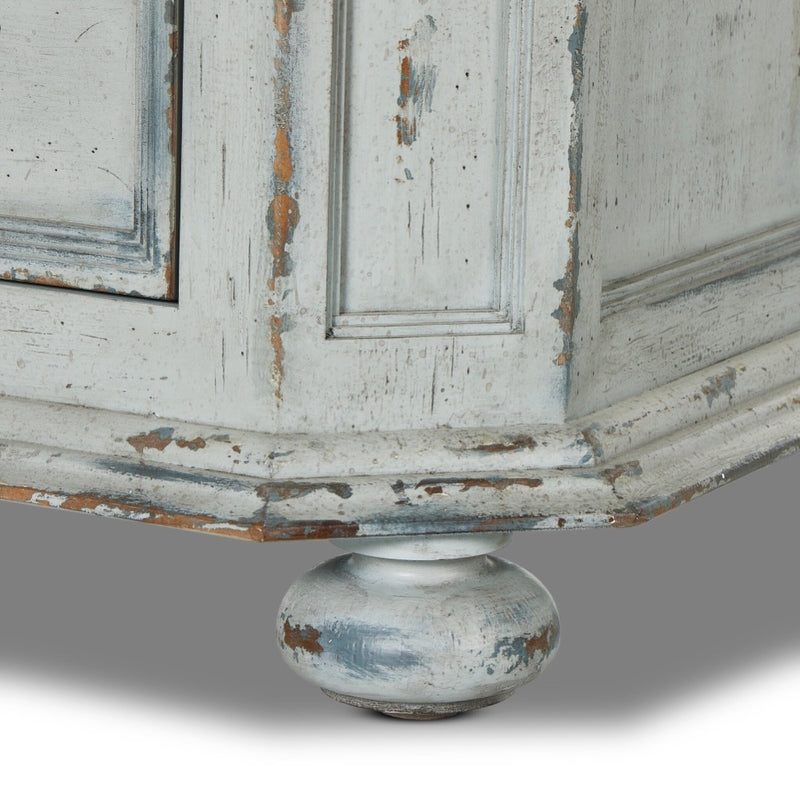 The "You Will Need a Lot Of Hinges" Cabinet Distressed Grey Blue Bun Feet 238292-002
