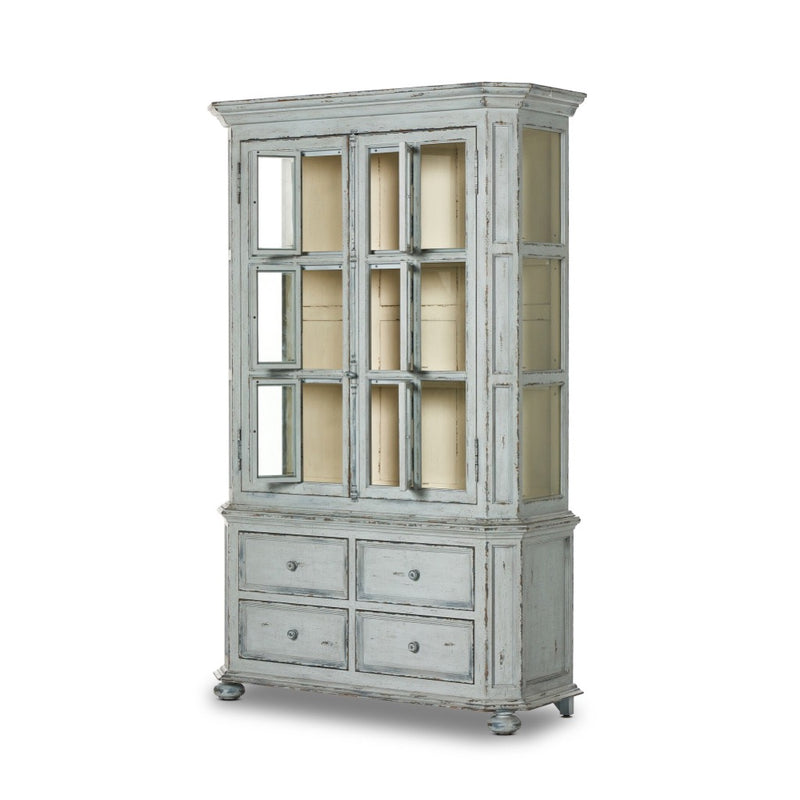 Four Hands The "You Will Need a Lot Of Hinges" Cabinet Distressed Grey Blue Angled View
